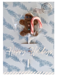 Sugar Pilots lolli letter Happy Holidays Gingermanslikkepind